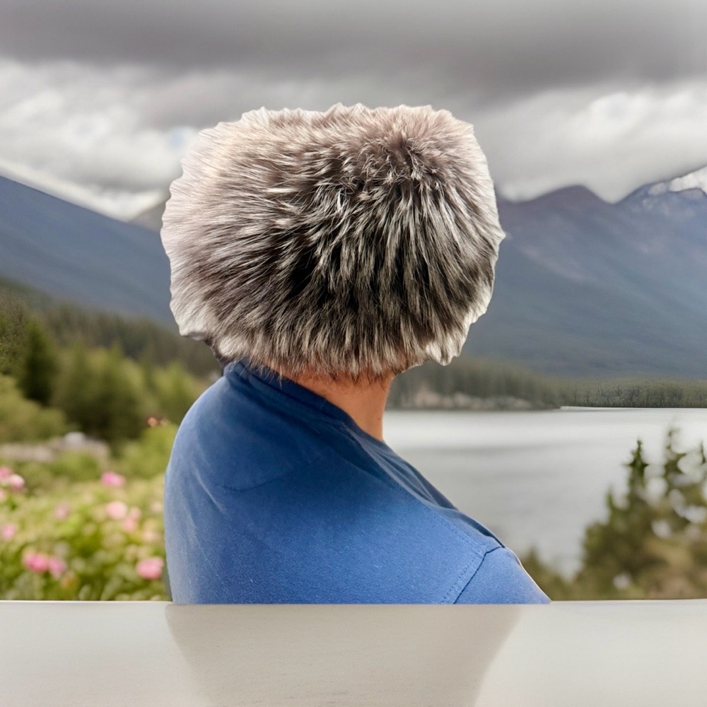 Women's Gray Real Siberian Fox Fur Hat